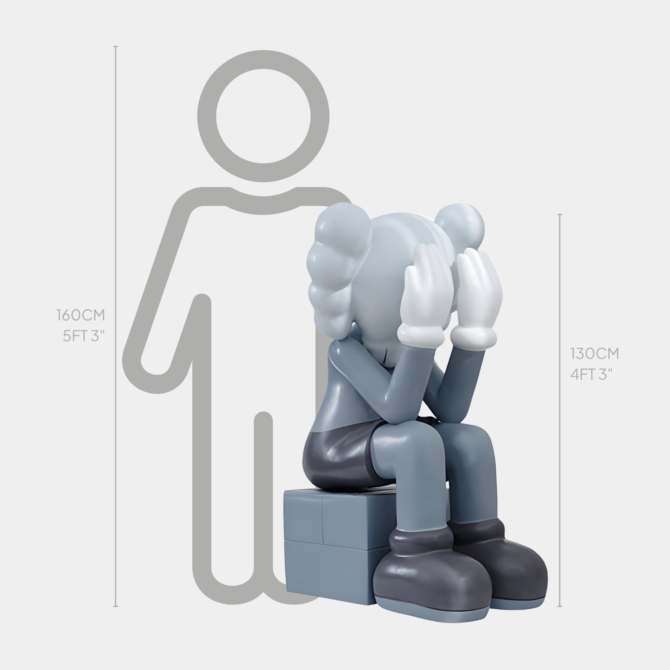 Slate Grey Iconify Melancholy Sitting Sculpture - 130cm